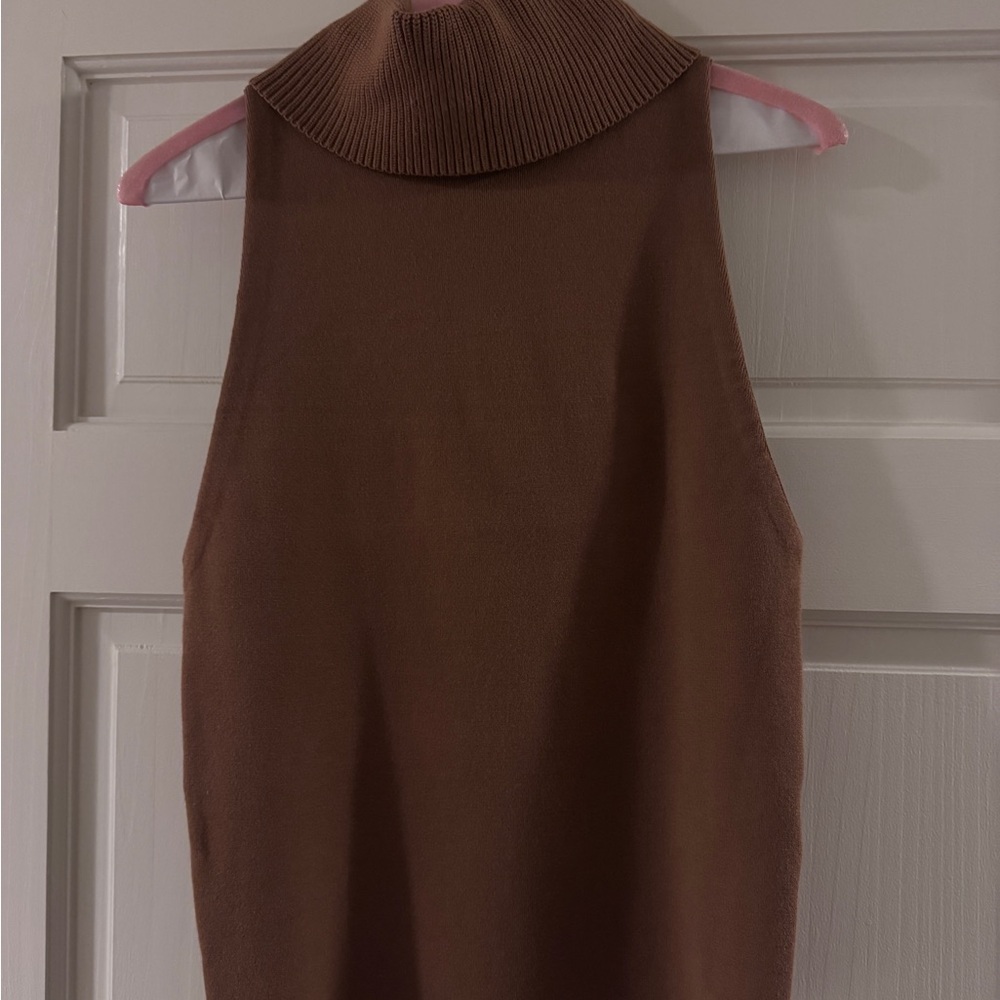 Alice + Olivia Sleeveless Cowl Neck Sweater Vest - Brown
